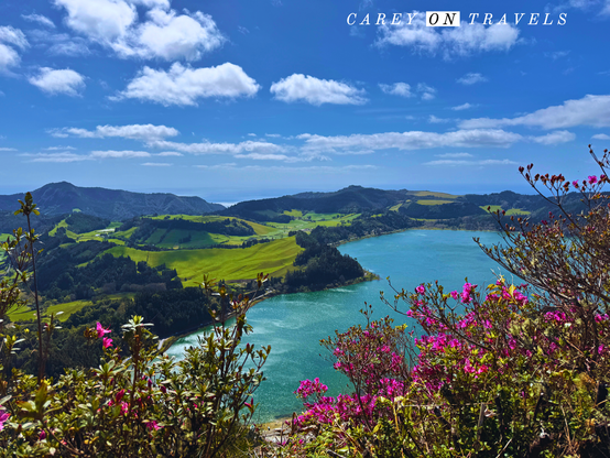 View over Furnas Lake in São Miguel Portugal