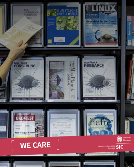 Journals on a shelf.