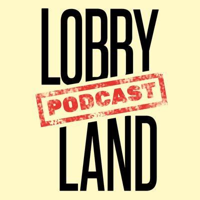 Podcast-Cover: 
Hellgelber Hintergrund mit schwarzer Aufschrift "Lobbyland", getrennt durch einen roten, eingerahmten, Aufruck "Podcast", der wie ein Stempel erscheint.