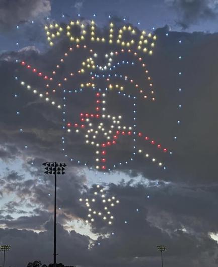 Drones spelling out "POLICE"