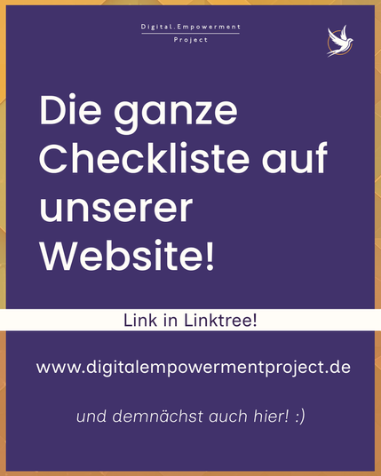 Die ganze Checkliste auf unserer Website und bald auch hier :)