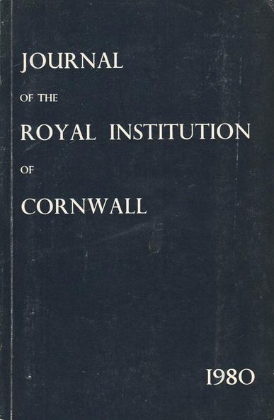 The front cover of the Journal of the Royal Institution of Cornwall, New Series 8:3 for 1980. Plain dark blue with title in white.