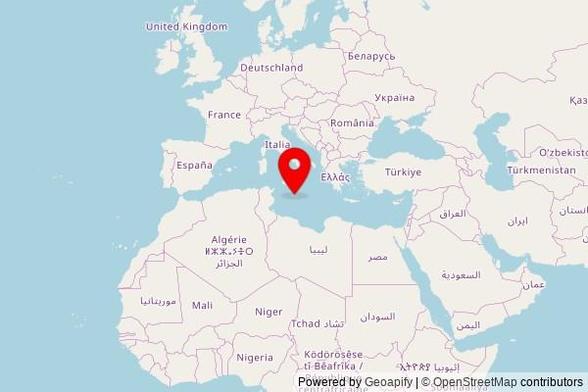 A zoomed in map showing a pin at the position of Church of St George, Triq Alfons Maria Galea, Birżebbuġa, BBG 1651, Malta