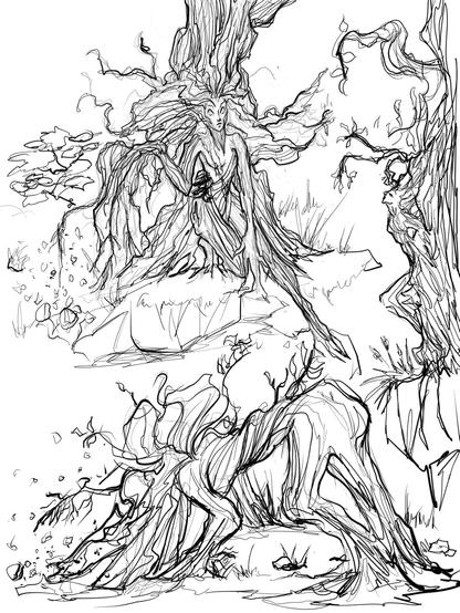 concept sketchs for the Earth Mother, a character from the webcomic FaerieTales.