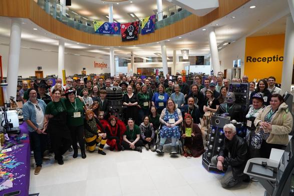 Makefest picture 2024 with lots of makers and two daleks ( 2025 coming soon!)