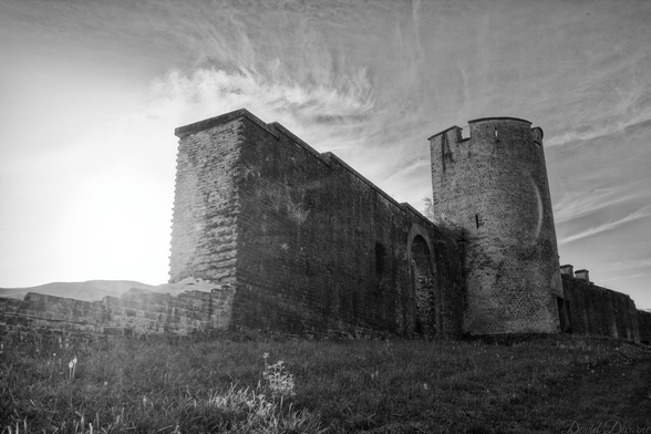 Black and White picture of the East Gate of Avenches, Switzerland