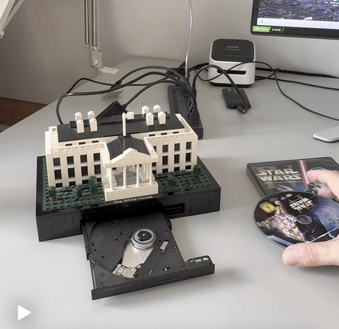 Real working External Lego CD Player Writer made with Lego Bricks MOC build in Lego Architecture The White House. Picture 4 Tiktok Video in the description. databrick