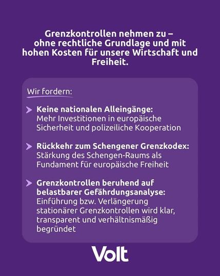 Keine Rückkehr zu Grenzkontrollen 
Keine nationalen Alleingänge
