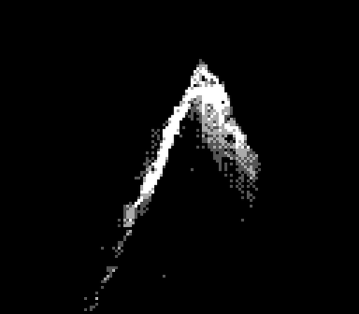 A triangle of light on a black background