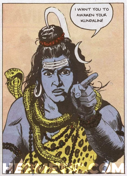 A panel from the comic Tales of Shiva, which looks a lot like the Uncle Sam "I Want You" posters, with Shiva pointing … and the dialog bubble text is in the post.