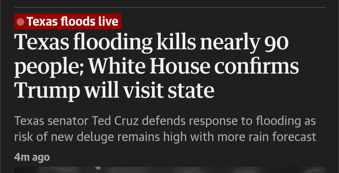 Texas flooding kills 91 people; White House confirms Trump will visit state