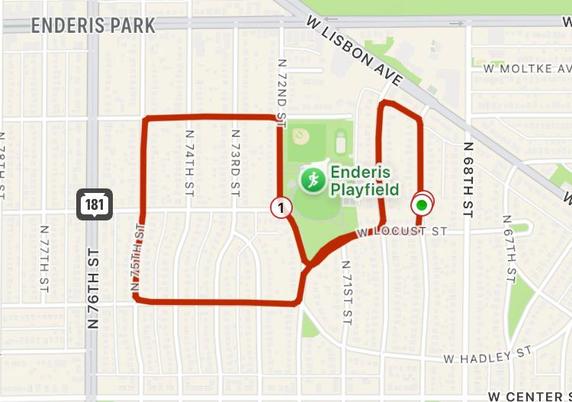 Map of a bike ride.