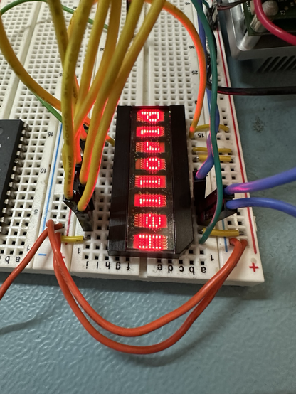 Led display showing “hellorld” text