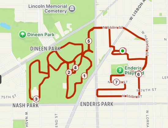 Map of a bike ride.