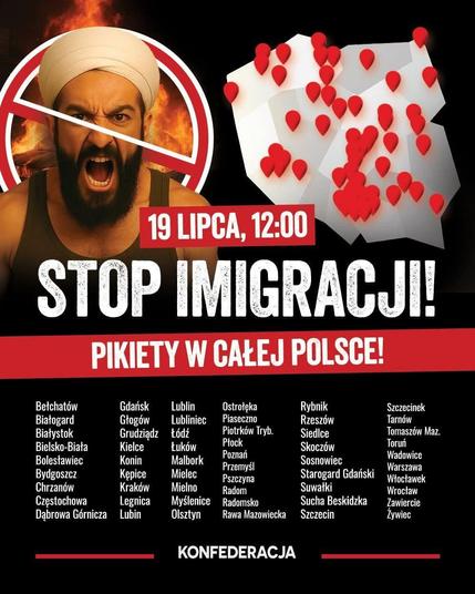 🇵🇱 Anti-Immigration protests in #Poland planned for 19th July following the ongoing Polish-German border crisis and death of a 24 year old women who was killed and raped by an Venezuelan illegal #migrant.

>LEAKLIV:/