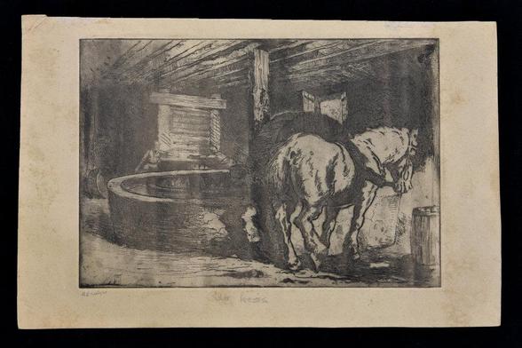 Horse drawn cider mill and rack and cloth press
