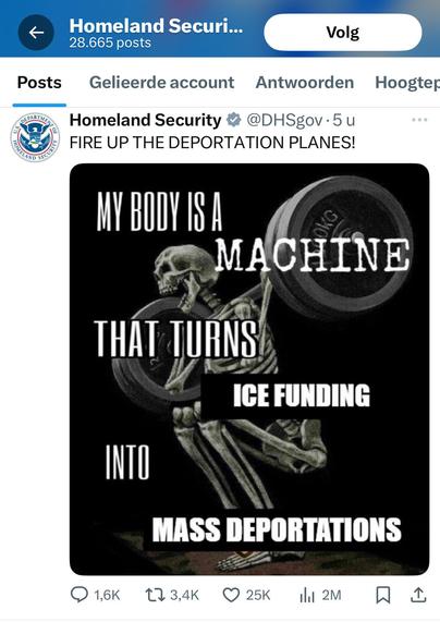 Post from dhs on X about ice funding for deportations