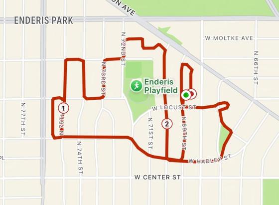 Map of a bike ride.