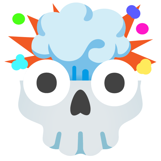 Emoji Kitchen-Sticker der Emojis 🤯 und ☠️