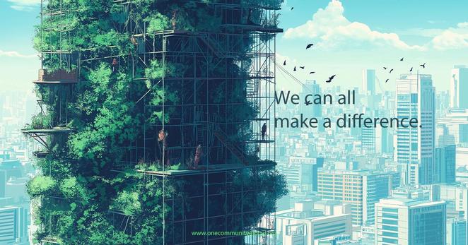 Green building with vertical garden integrated into urban cityscape showing sustainable architecture and nature-based urban design solutions