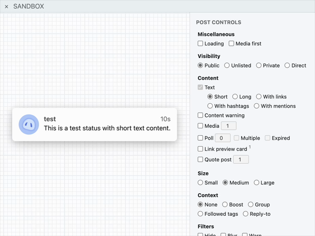 Demo of all permutations of a quote post (in a post):
- Quote states: Accepted, Deleted, Unauthorized, Pending, Rejected, Revoked
- Quote filters: Hide, Blur, Warn