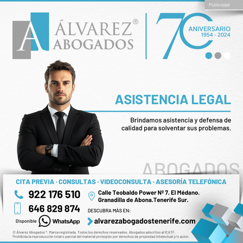 Asistencia legal. Desde Alvarez Abogados Tenerife brindamos asistencia y defensa de calidad para solventar sus problemas. Somos abogados en Derecho Civil, Penal, Familia, Herencias, Inmobiliario, Seguros, Desahucios, Contractual, Registral, Hipotecario, Notarial, Procesal y de Litigios, Bancario y Reclamación Deudas. Contáctenos ahora.
https://alvarezabogadostenerife.com/areas-derecho/ 

#alvarezabogados #abogadostenerife #tenerifelegal #derechotenerife #abogados #Tenerife #legal #justicia #juzgados 
