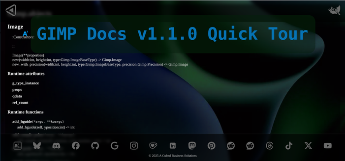 Introduction for GIMP documentation tour for video.