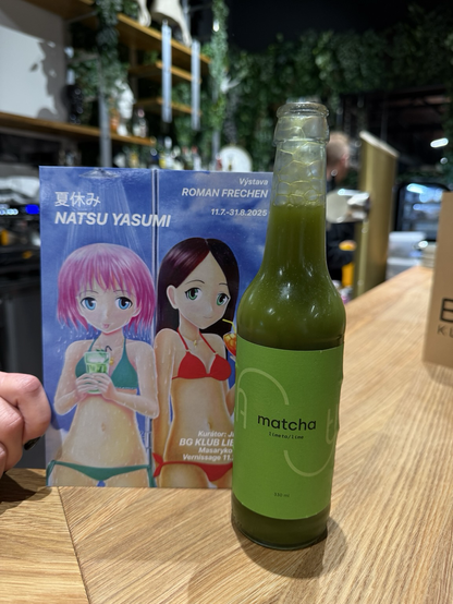 Natsu Yasumi exhibition flier at the bar of BG klub Liberec.