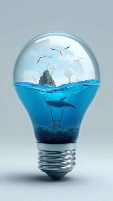 ①«Generated by MagicEraser/FLUX»
(3D rendering, digital art: a small world in a light bulb), There is an ocean inside the light bulb, with 💡 filaments sticking out from between the blue waves like islands. There is a tiny little whale in the water. Small seagulls fly in the sky inside the light bulb.
#本日の成果物 #aiartcommunity 