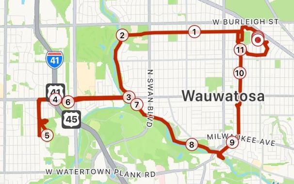 Map of a bike ride.