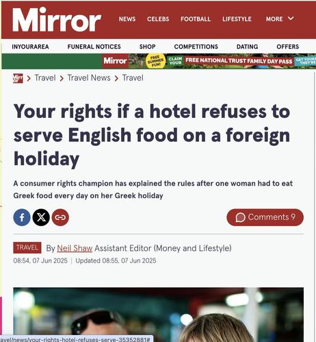 Your rights if a hotel refuses to serve English food on a foreign holiday
A consumer rights champion has explained the rules after one woman had to eat Greek food every day on her Greek holiday.