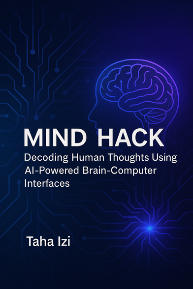 Scientific diagram: AI-powered brain-computer interface decoding imagined speech (94.2% accuracy) and visual imagery (87.1% accuracy) from EEG+fNIRS signals. Published in SSRN paper by Taha Izi.