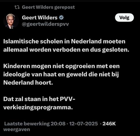 Wilders wil alle islamitische scholen in Nederland verbieden