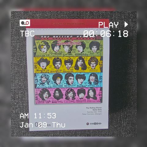 Abreißtageskalender von seltmann mit dem Kalenderblatt des Vinyl-Covers der LP "Some Girls" (1978) von The Rolling Stones