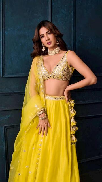 Sonal Chauhan’s ethnic fashion game is on point in this lehenga. The yellow tone adds freshness while the styling keeps things timeless. With the right mix of glam and grace, this look is the new definition of festive elegance.
