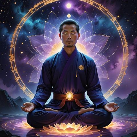 1. Seated in Stillness, Flowing with Qi

Prompt:
“Qigong practitioner in full lotus position, eyes gently closed, transparent human body showing glowing meridian pathways and energy nodes, dantian radiating golden light, soft purple-blue cosmic background, bioluminescent style, ethereal energy waves flowing outward”

#qigong #meditation #energy #cosmos #nightcafe #digitalart #aiart #aiartwork #aigenerated #aigenerator #aigeneratedart