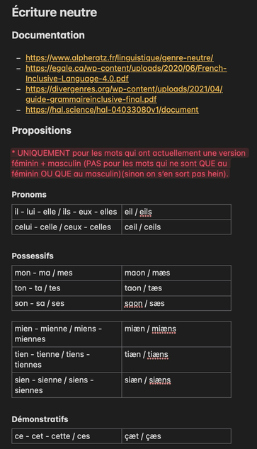 Extract from a note containing proposals for a neutral writing system in French. (Version françæ) Extrait d’æn note comprenant des propositions pour æn système d’écriture neutre en françæ.