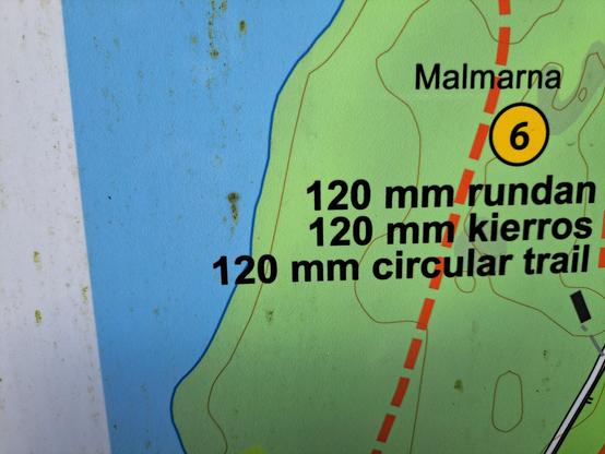 Karttakuva, jossa teksti:
120 mm rundan
120 mm kierros
120 mm circular trail

