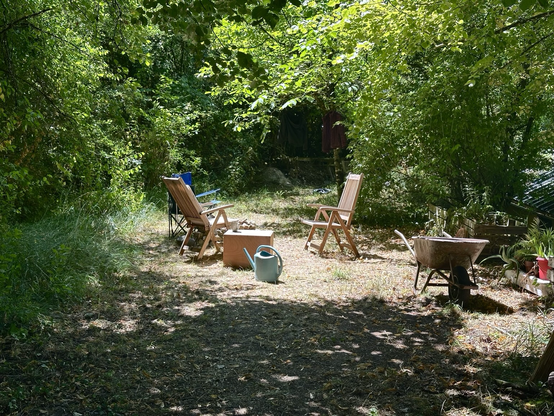 Garden with furniture in the sun.