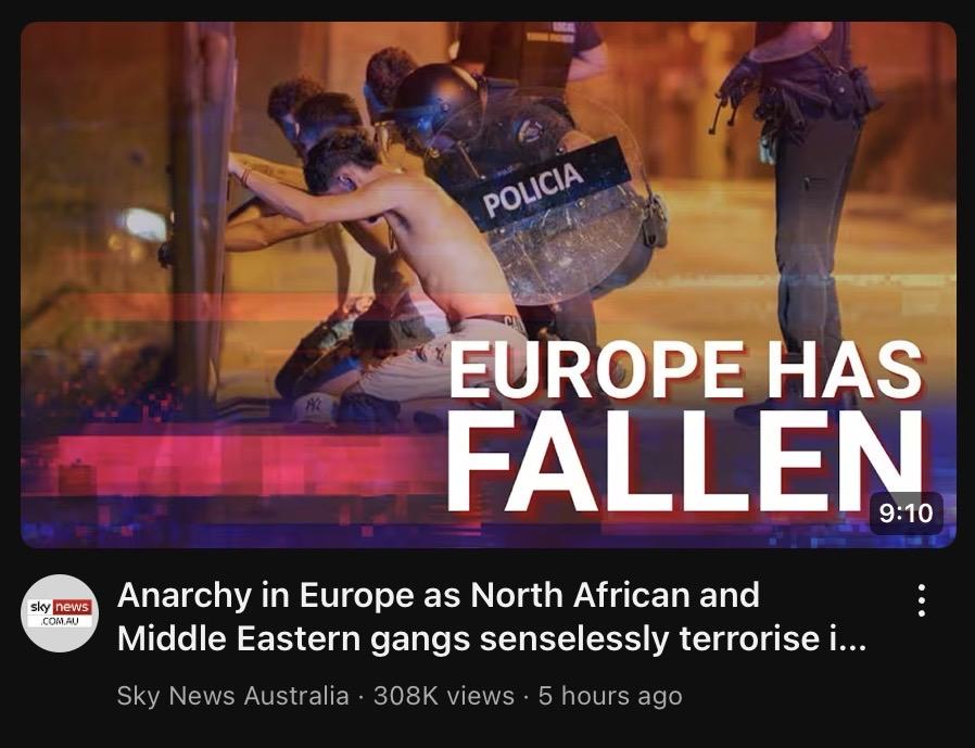 Very clickbaity headline from Sky News Australia: “Europe has fallen”.