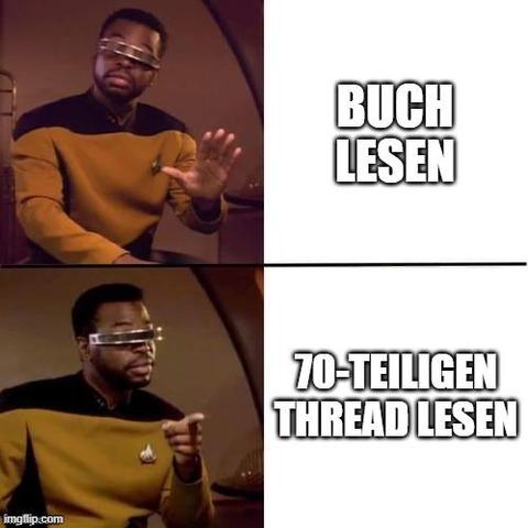 Geordi-Meme: 
Buch lesen, lieber nicht. 70-teiligen Thread lesen, darüber können wir reden. 