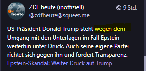 US-Präsident Donald Trump steht "wegen dem" Umgang mit den Unterlagen im Fall Epstein weiterhin unter Druck. Auch seine eigene Partei richtet sich gegen ihn und fordert Transparenz