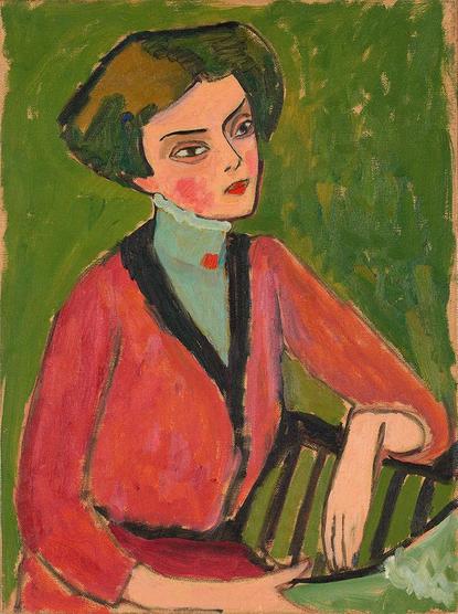 Portrait d'une jeune femme sur une chaise peint par Gabriele Münter