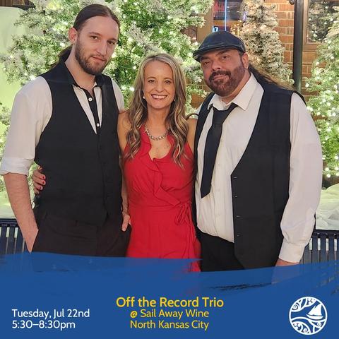 Promotional image for Off the Record Trio performing live at Sail Away Wine