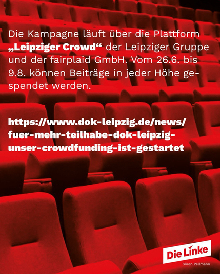 Hinweis über welche Seite das ganze läuft. Im Hintergrund Kinostühle 