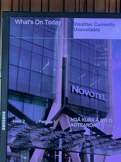 Electronic display with message “weather unavailable “