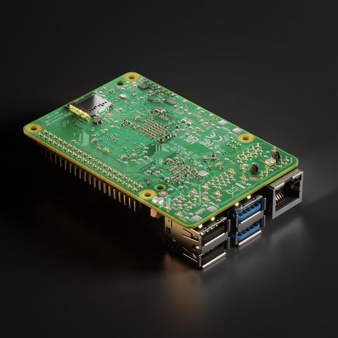 Backside of an Raspberry Pi showing the PCB as well as all the electronic components.