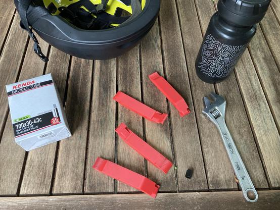 3D printed tire levers for a bike.