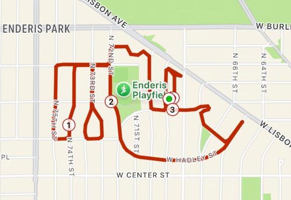 Map of a bike ride.