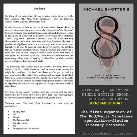 The preface from Michael Shotter's book "8: Tales of The Big Men from The Nod/Wells Timelines"